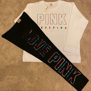 ❌SOLD❌XL VS PINK CAMPUS PULLOVER AND LEGGINGS
